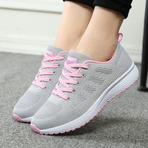 Sport Shoes For Women Tennis Shoes 2019 Lace-Up Fashion Breathable Mesh Flat Sneakers Casual Shoes Calzado Deportivo Mujer