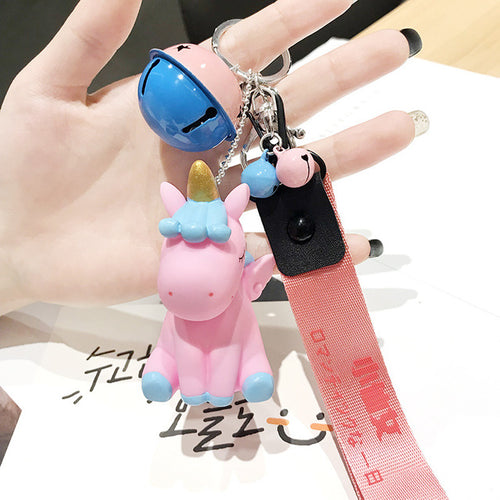 Cute Plush Pompom Unicorn Keychain for Women Round Ball Pom Pom Faux Rabbit Fur Key Chain Trinket Car Bag Bell Key Ring Gift