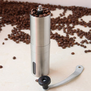 Silver Coffee Grinder Mini Stainless Steel Hand Manual Handmade Coffee Bean Burr Grinders Mill Kitchen Tool Crocus Grinders