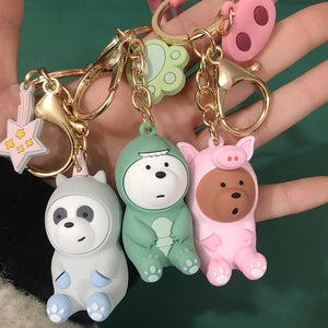 We bare bears lovely doll keychain figures toy Grizzly Panda Icebear cosplay key ring pendant accessories kids Gift