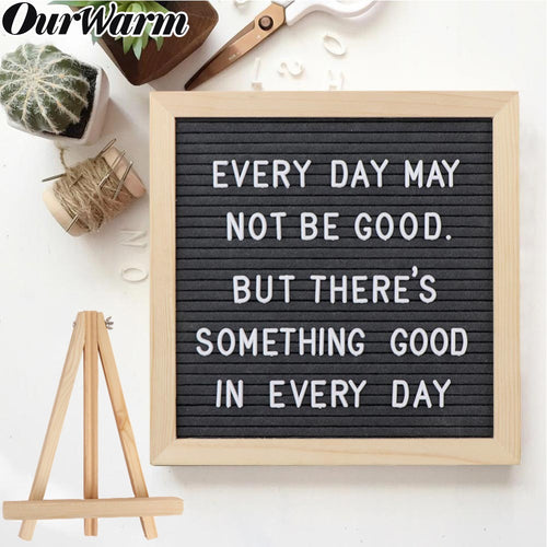 OurWarm Funny DIY Felt Letter Board Sign Pink Black Grey Changeable Message Board With Holder Wedding Home Decoration 10